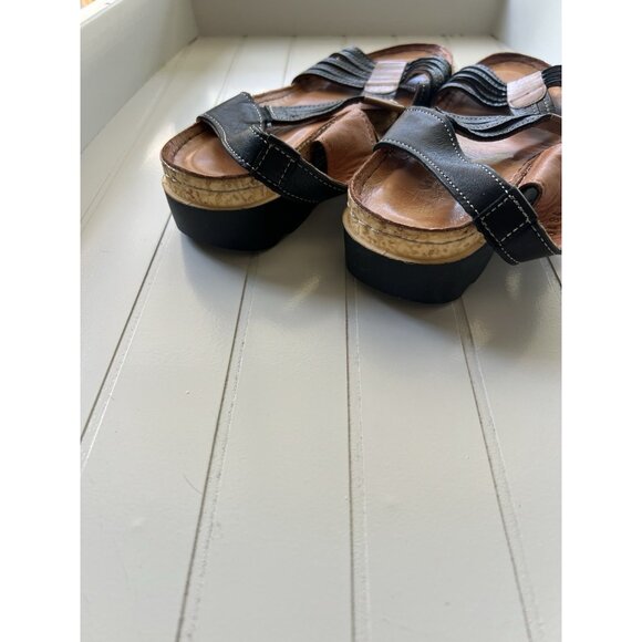 Spring Step Leather Comfort Fisherman Sandals Black Tan Women’s Size 7 - Picture 7 of 12